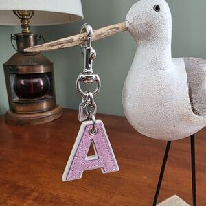 Coach Letter A Purple Suede Leather Bag Charm Y2K